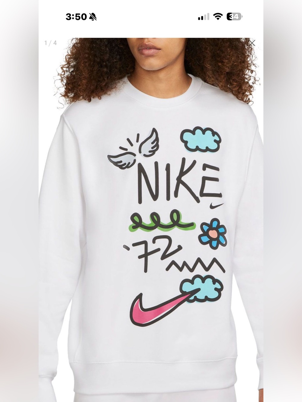 NIKE72 SPORTSWEAR CLUB FRENCH TERRY SWEATSHIRT SZ  M with Doodles